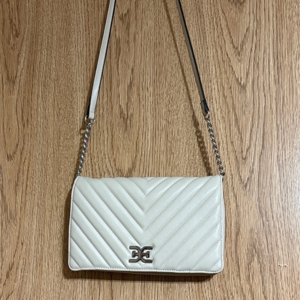 Sam Edelman Cream Quilted Crossbody Bag